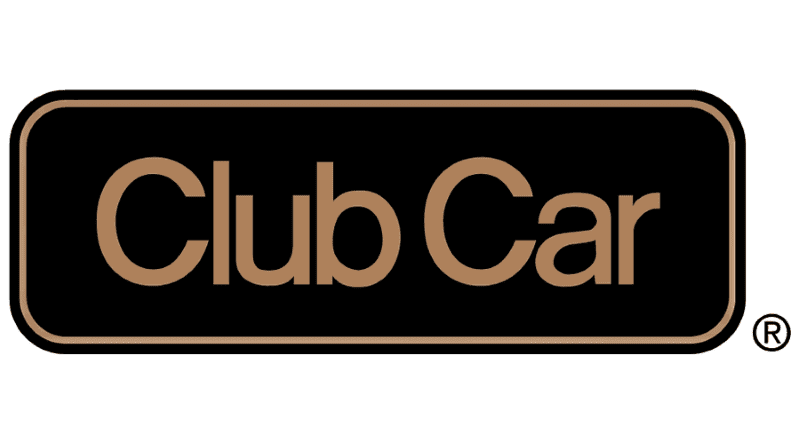 Club Car logo featuring bold tan text on a black rectangle with a tan border.
