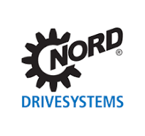 NORD Drivesystems logo with the word NORD in black inside a black gear graphic, and DRIVESYSTEMS in blue text below.